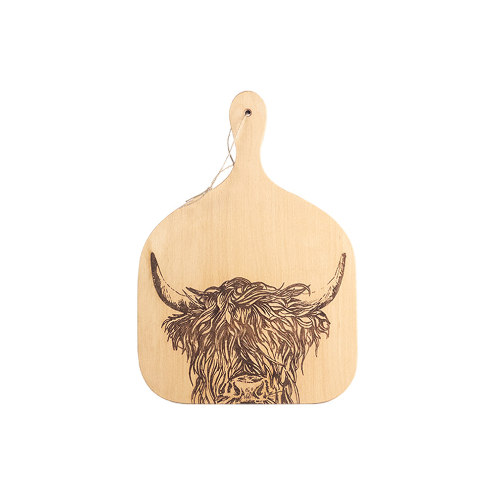 Highland Cow Beech Hanging Paddle - Medium