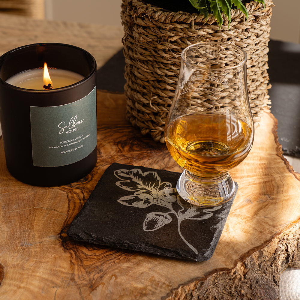 Autumn Acorns Single Slate Coaster