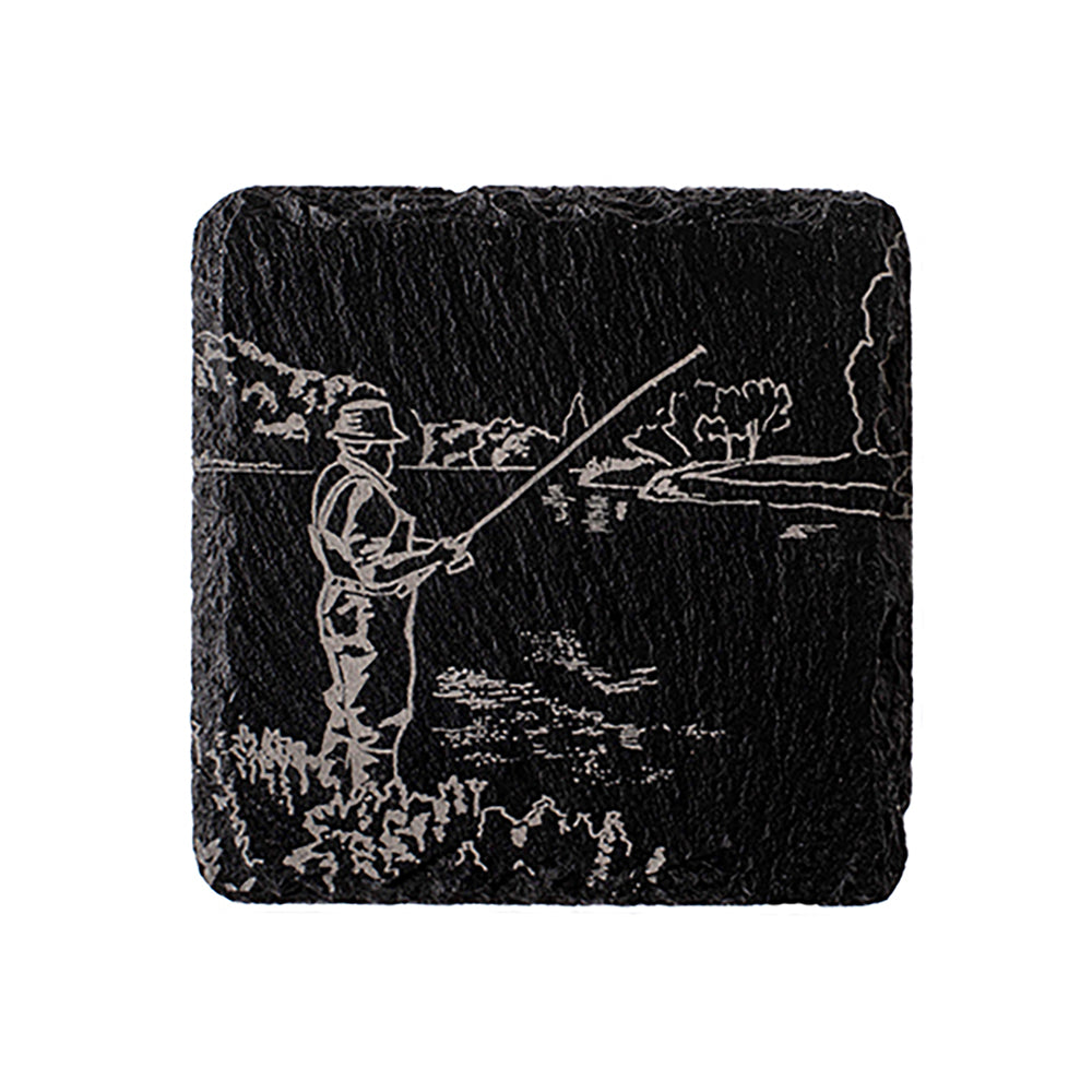 Fishing Single Slate Coaster