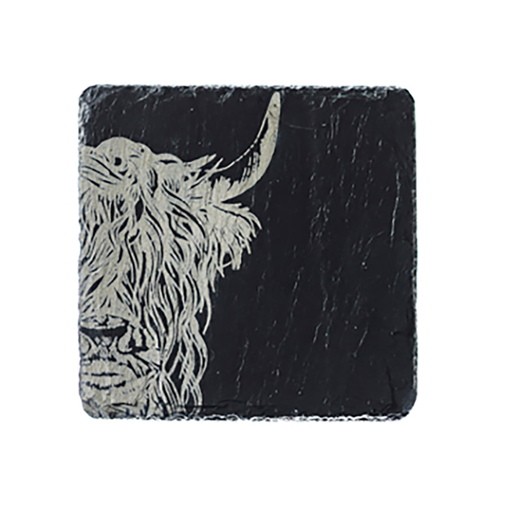 Highland Cow Single Slate Coaster