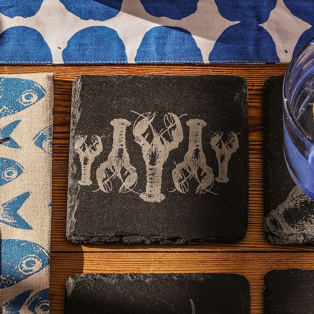 Lobster Repeat Single Slate Coaster