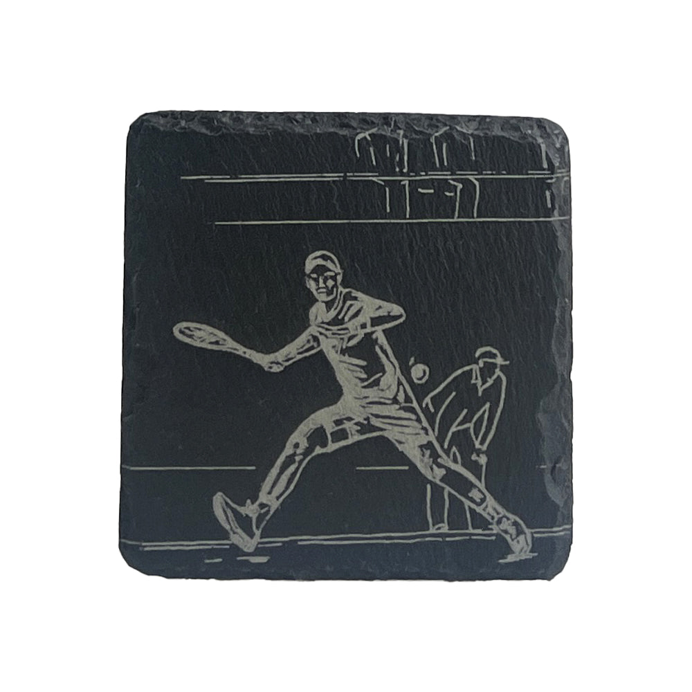Male Tennis Player Single Slate Coaster