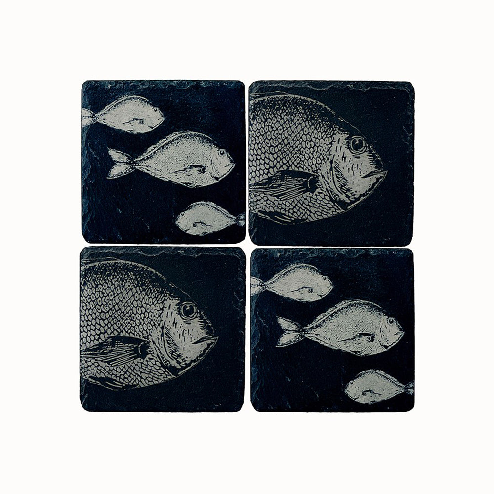 Fish Mix Slate Coasters - Set of 4