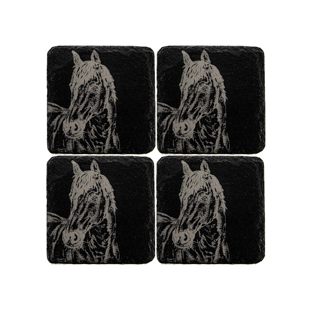 Horse Portrait Slate Coasters - Set of 4