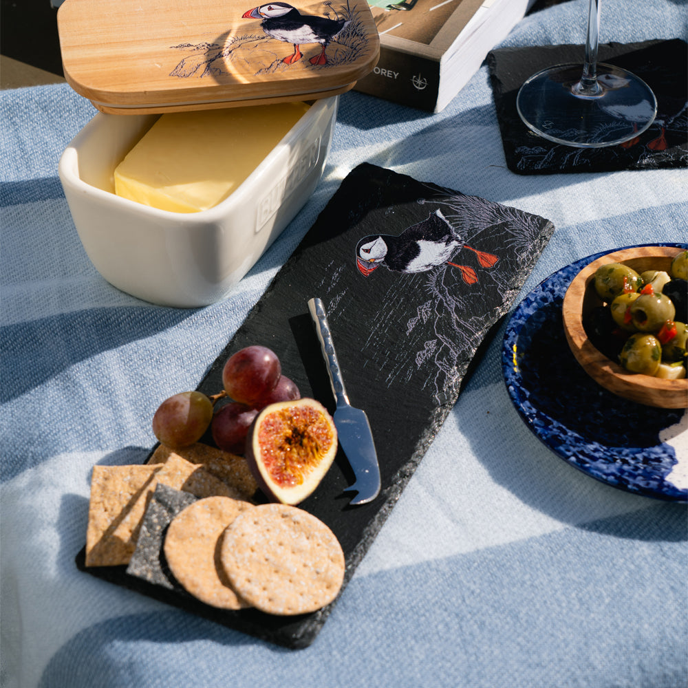 Puffin Mini Slate Cheese Board & Knife Set