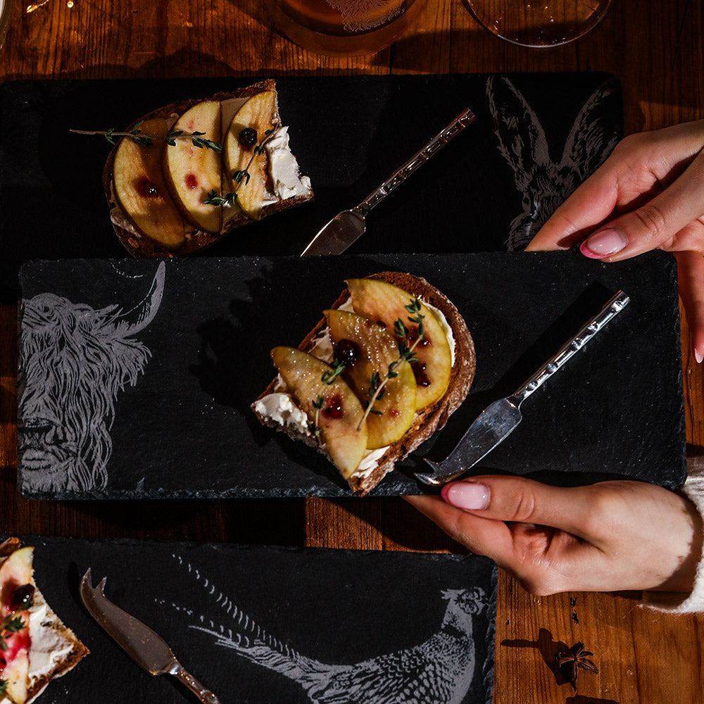 Highland Cow Single Mini Slate Cheese Board & Knife Set