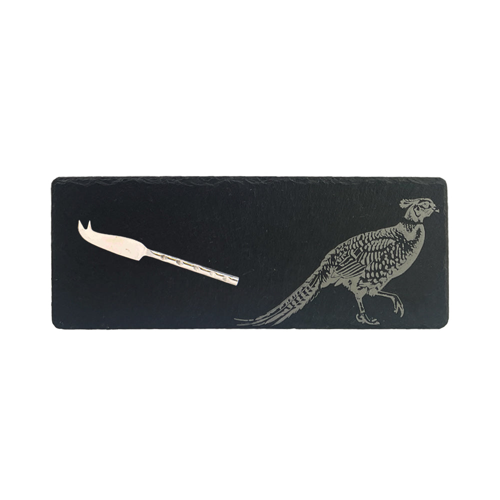 Pheasant Side Profile Single Mini Slate Cheese Board & Knife Set