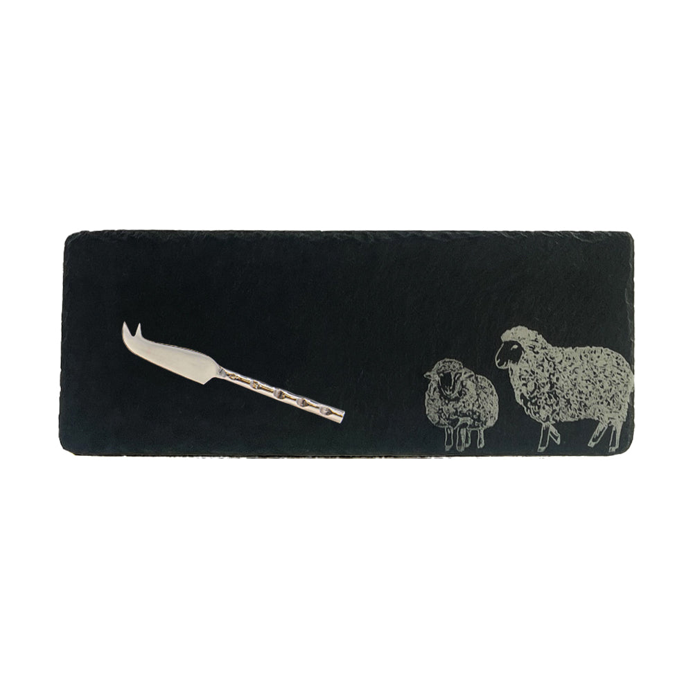 Sheep Single Mini Slate Cheese Board & Knife Set