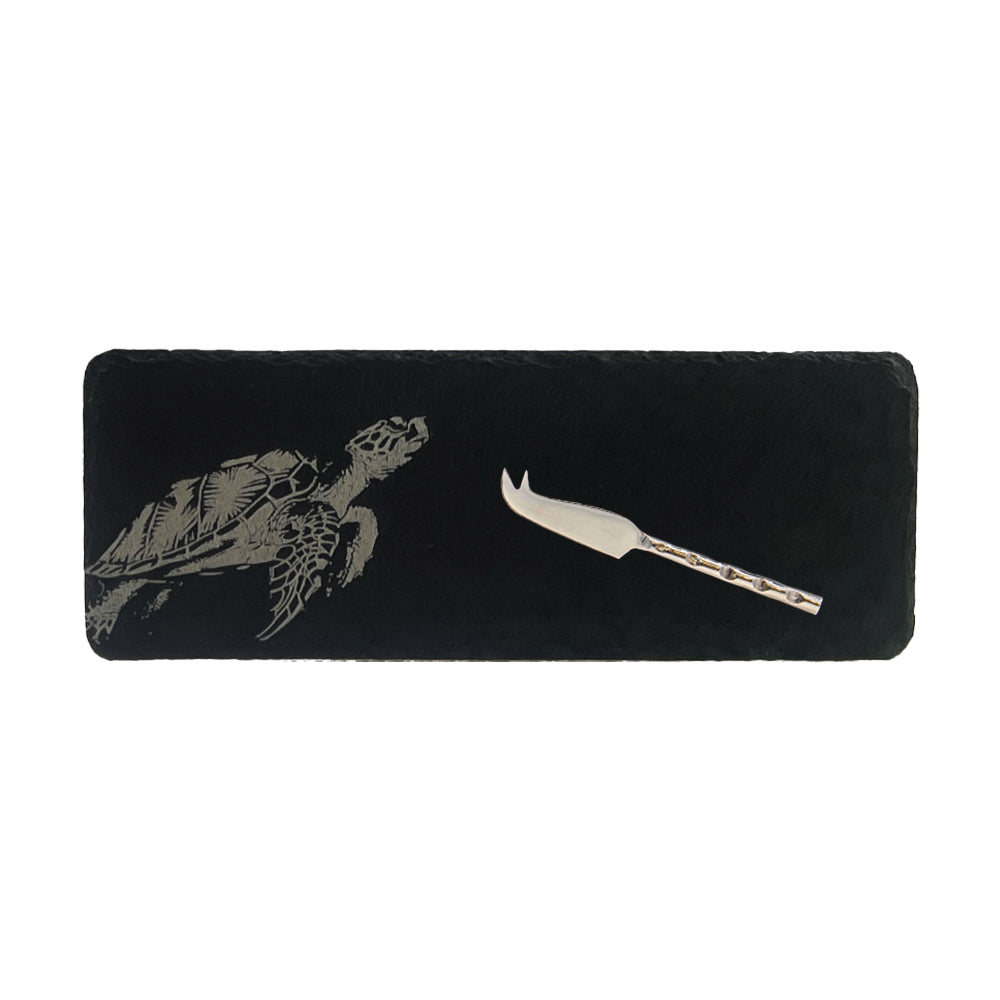 Turtle Single Mini Slate Cheese Board & Knife Set