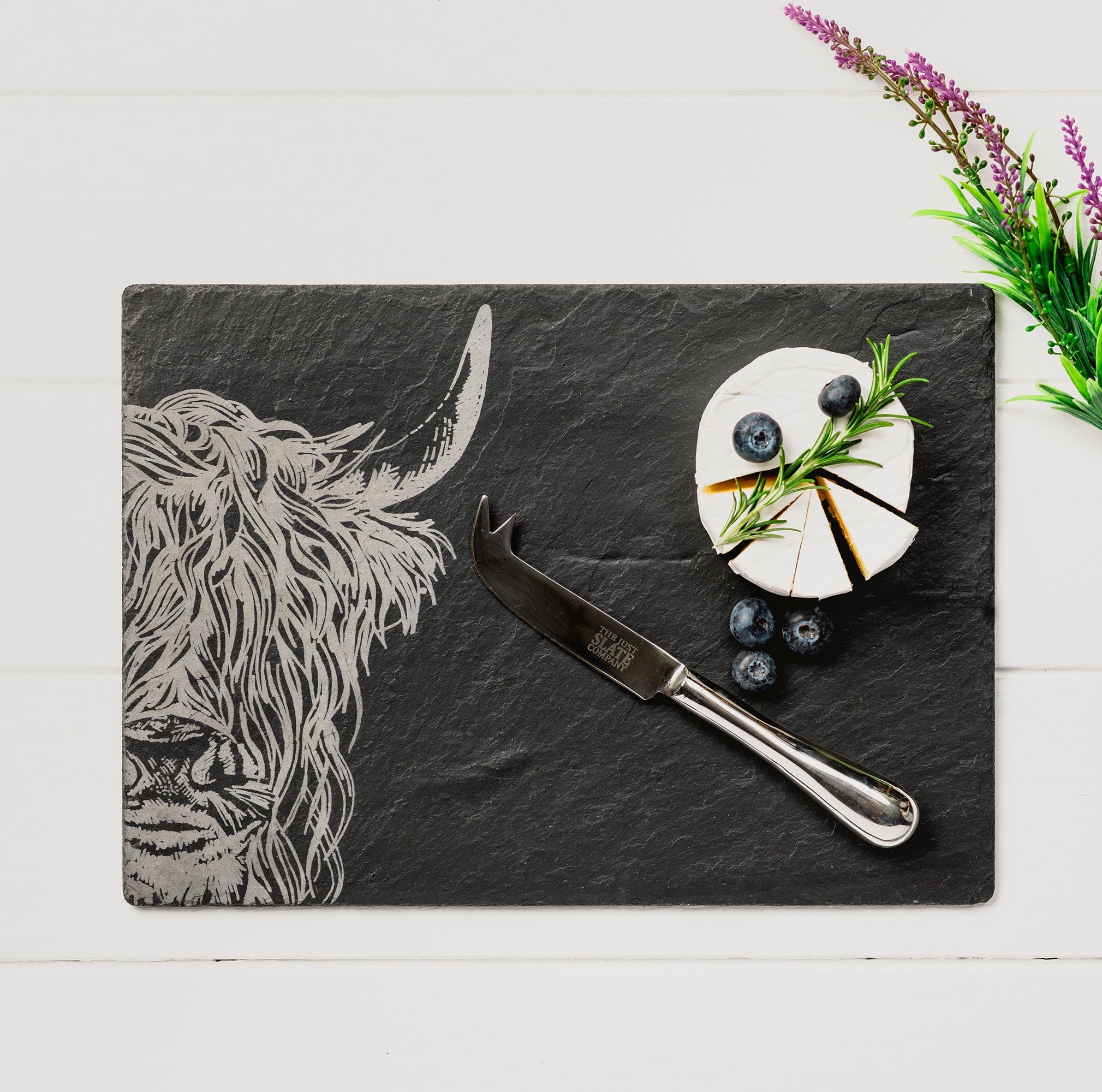 Highland Cow Slate Cheese Board & Knife Set