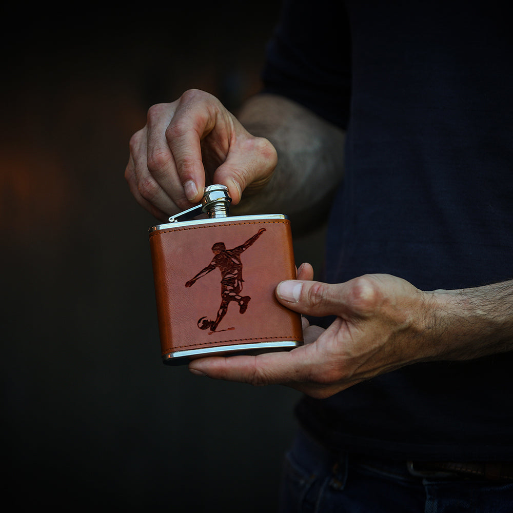 Football Leather Hip Flask