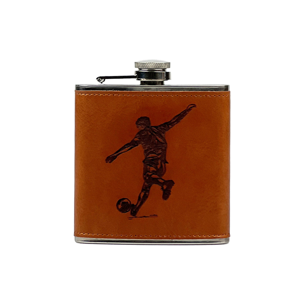 Football Leather Hip Flask