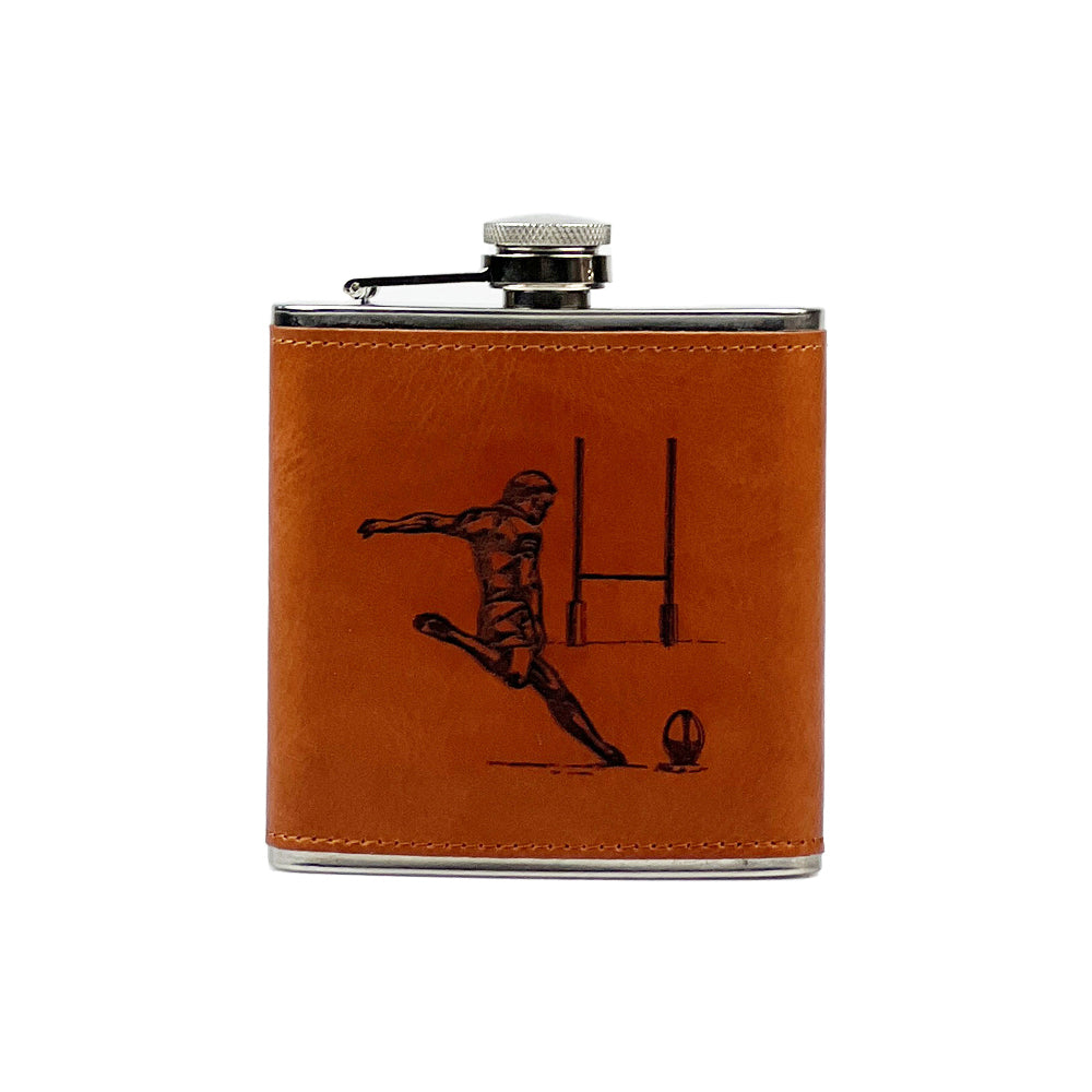 Rugby Leather Hip Flask