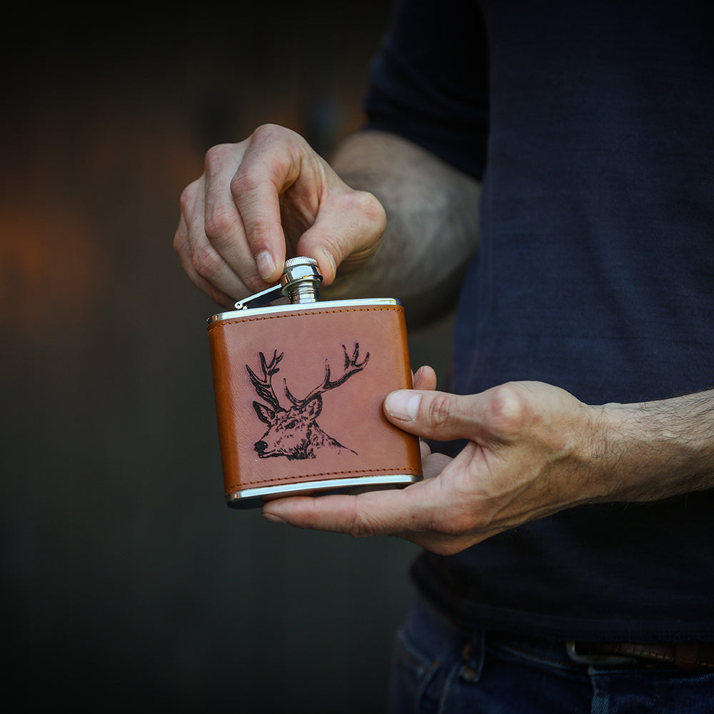 Stag Leather Hip Flask