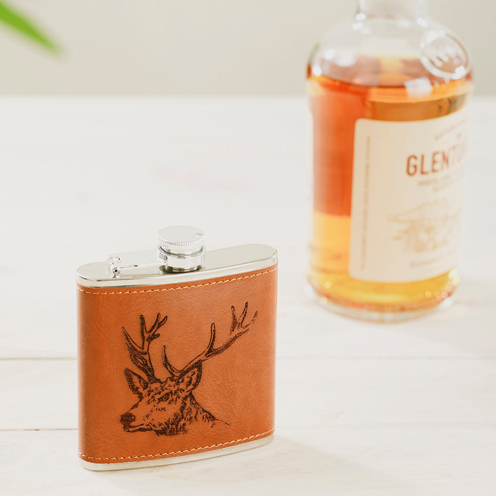 Stag Leather Hip Flask
