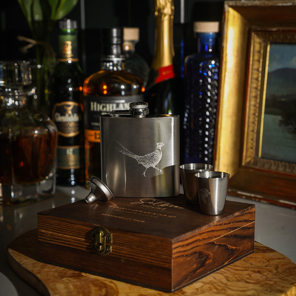 Pheasant Hip Flask & Cup Set