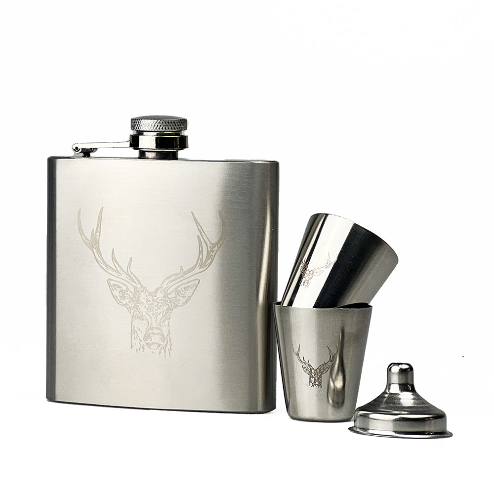 Stag Hip Flask & Cup Set