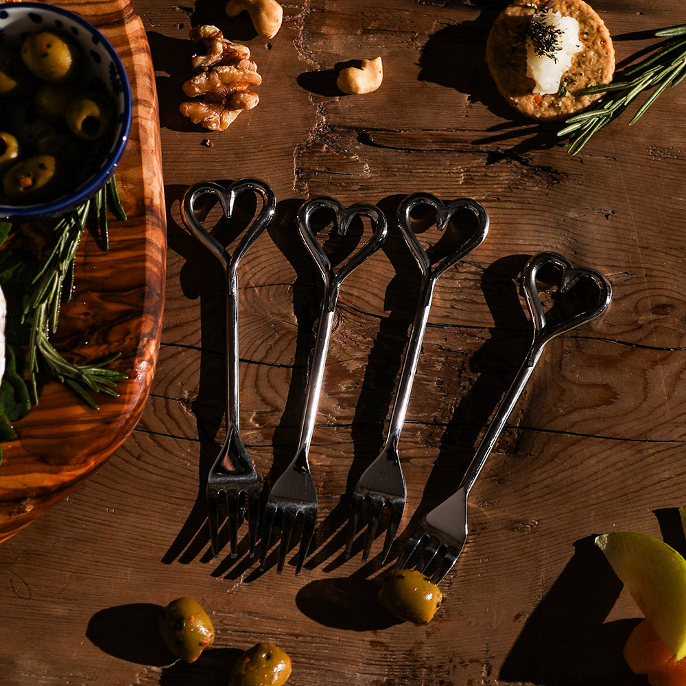 Love Heart Pastry Forks - Set of 4