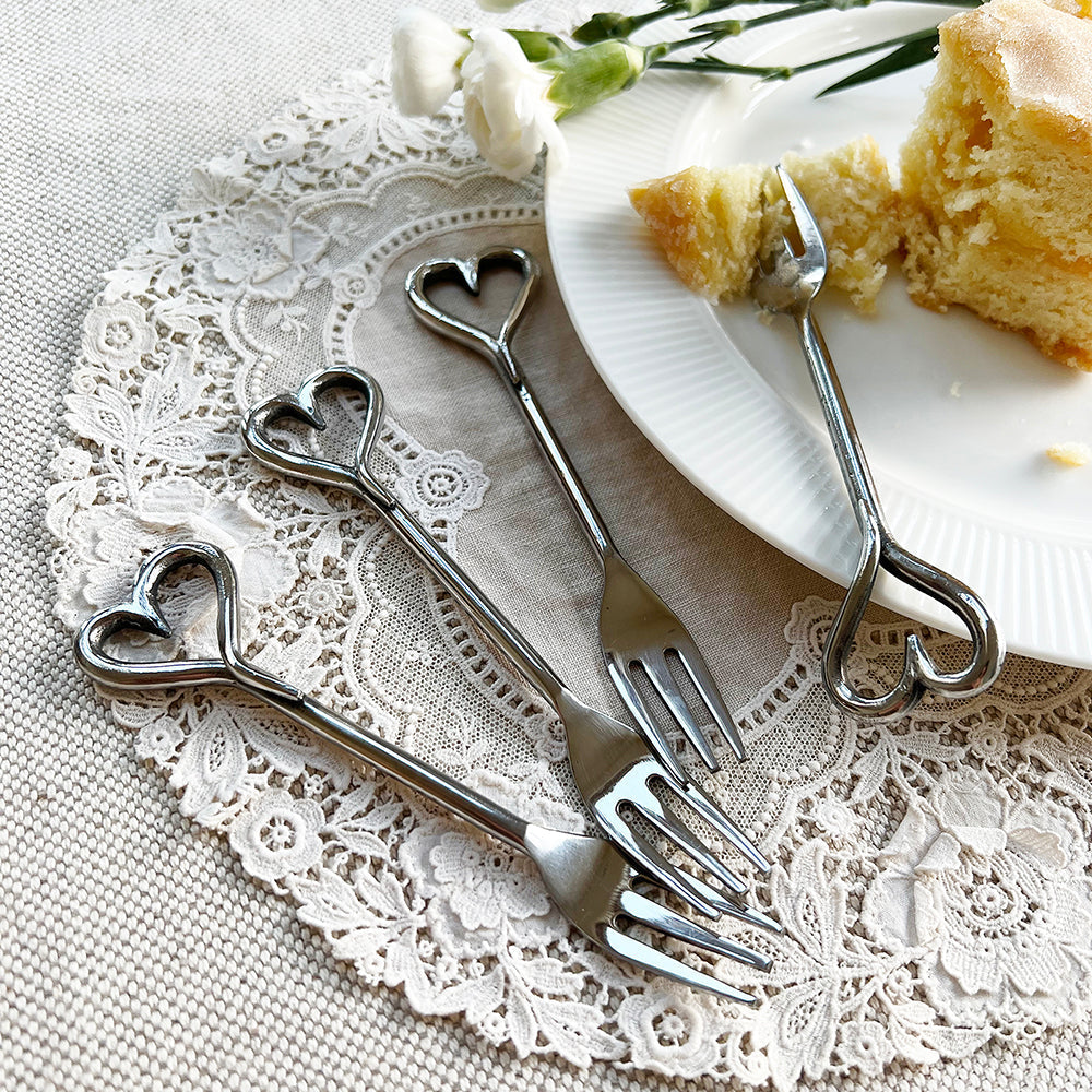 Love Heart Pastry Forks - Set of 4