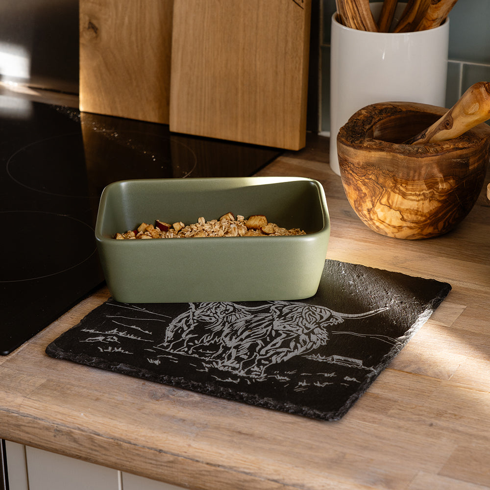 Scenic Highland Cow Slate Pot Stand