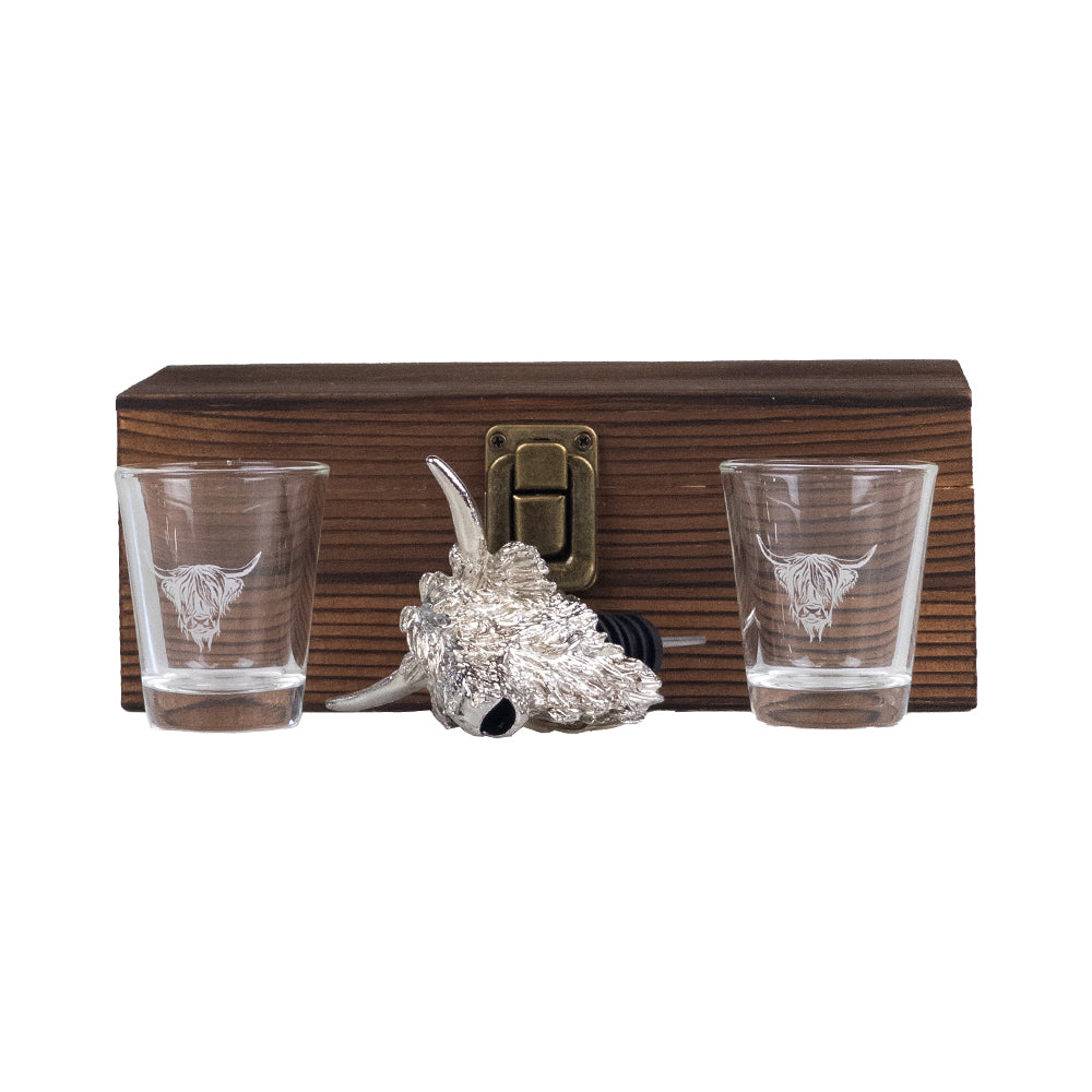 Highland Cow Drinks Pourer and Shot Glass Set