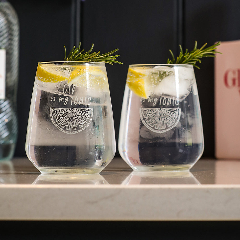 Gin Is My Tonic Stemless Glasses - Set of 2
