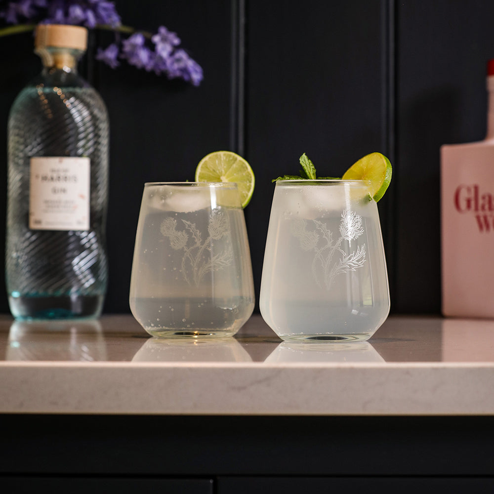 Thistle Trio Stemless Glasses - Set of 2