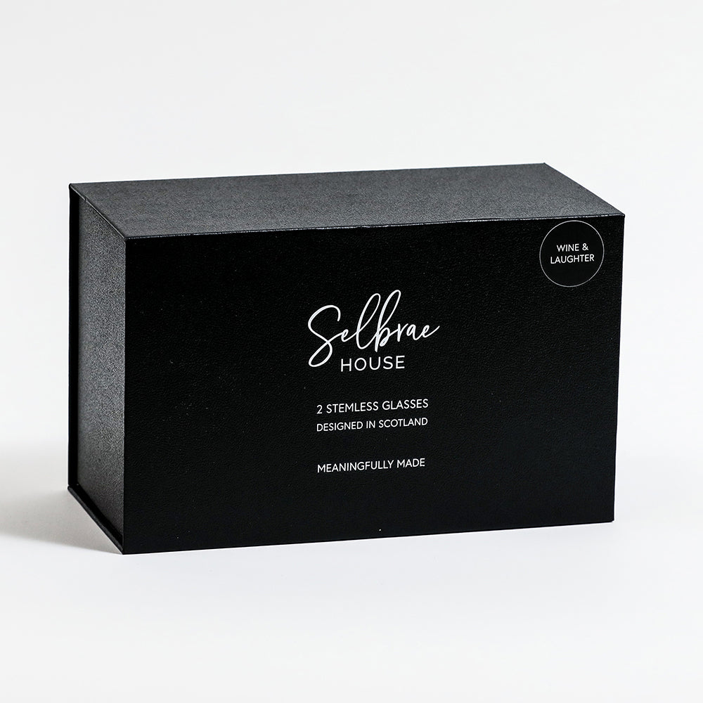 Wine & Laughter Stemless Glasses - Set of 2