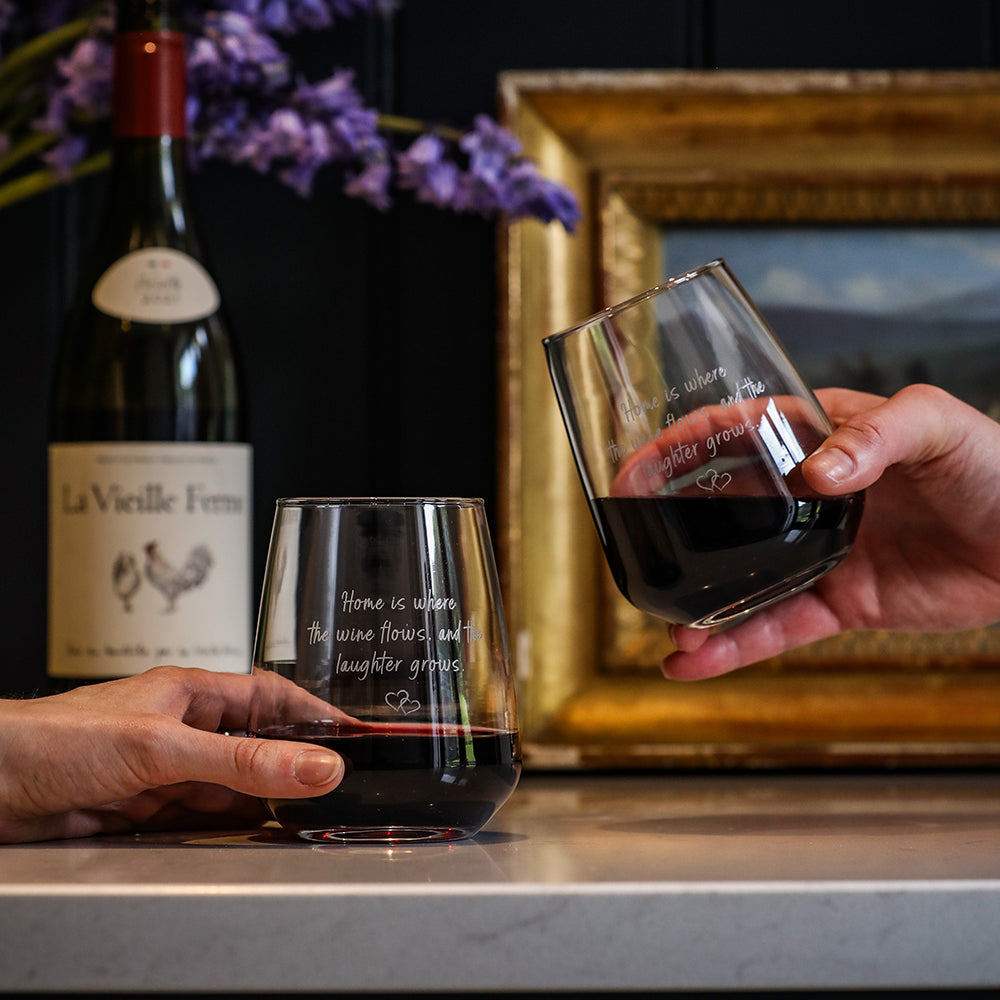 Wine & Laughter Stemless Glasses - Set of 2