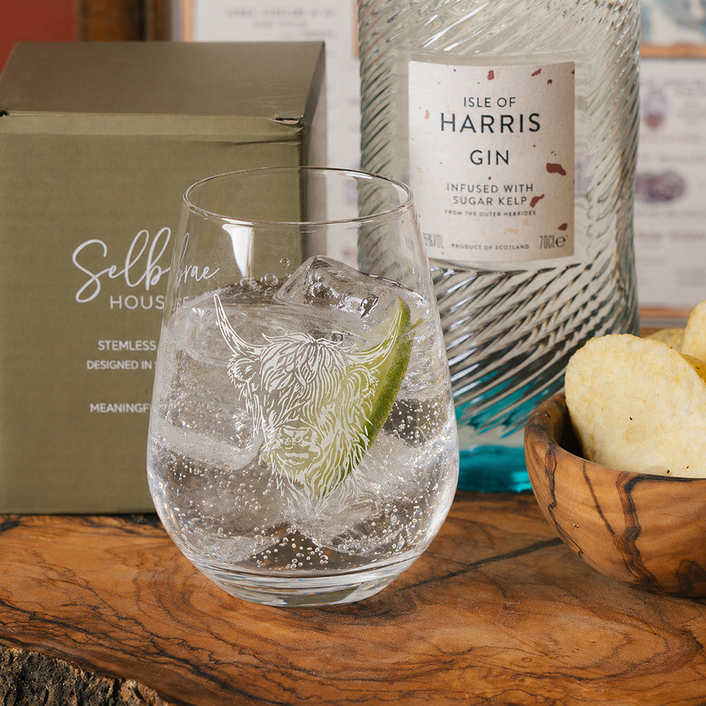 Highland Cow Stemless Glass