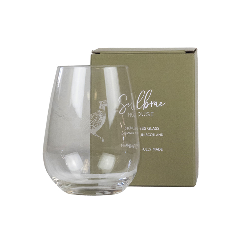 Pheasant Stemless Glass