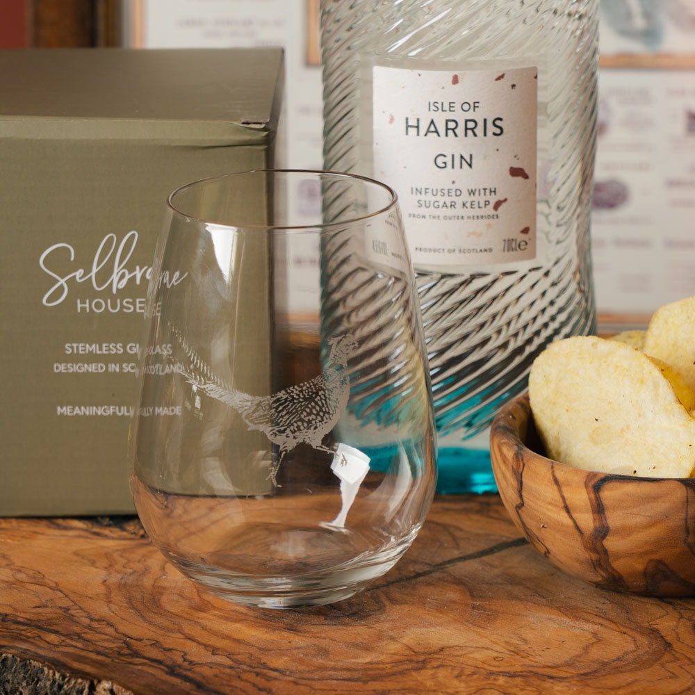 Pheasant Stemless Glass