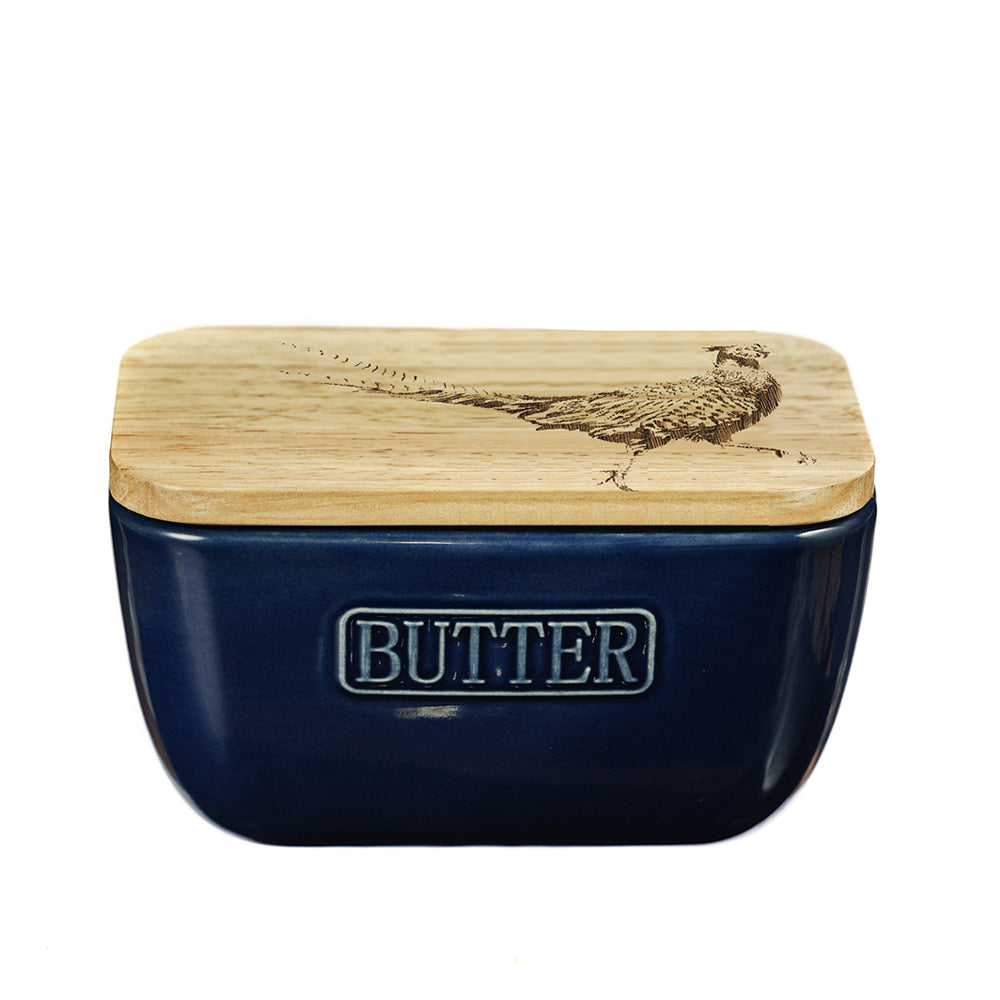 Pheasant Blue Butter Dish