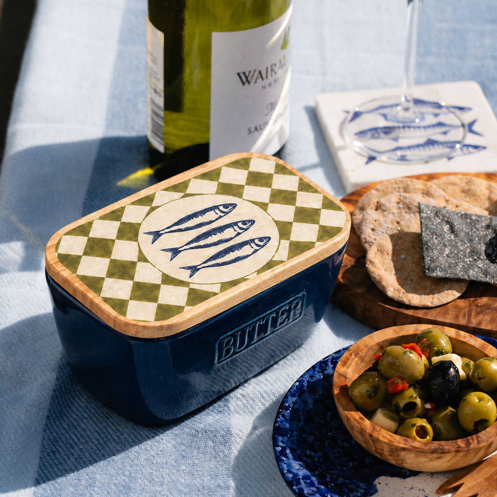 Blue Butter Dish - Sardines