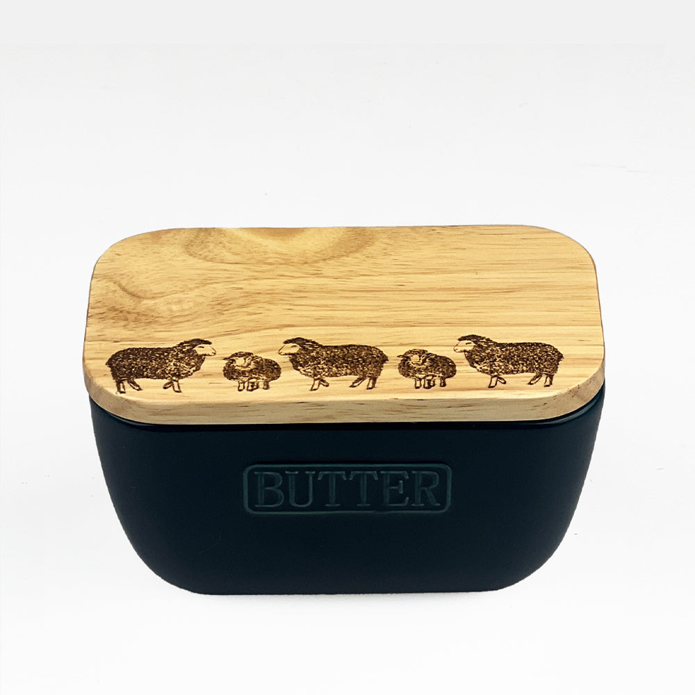 Sheep Blue Butter Dish