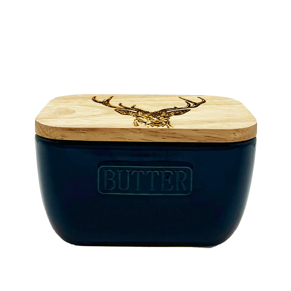 Stag Prince Blue Butter Dish
