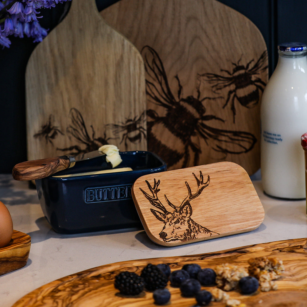 Stag Blue Butter Dish