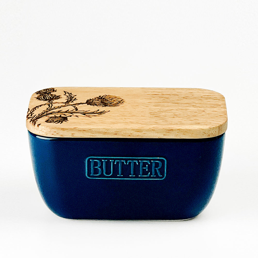 Thistle Trio Blue Butter Dish