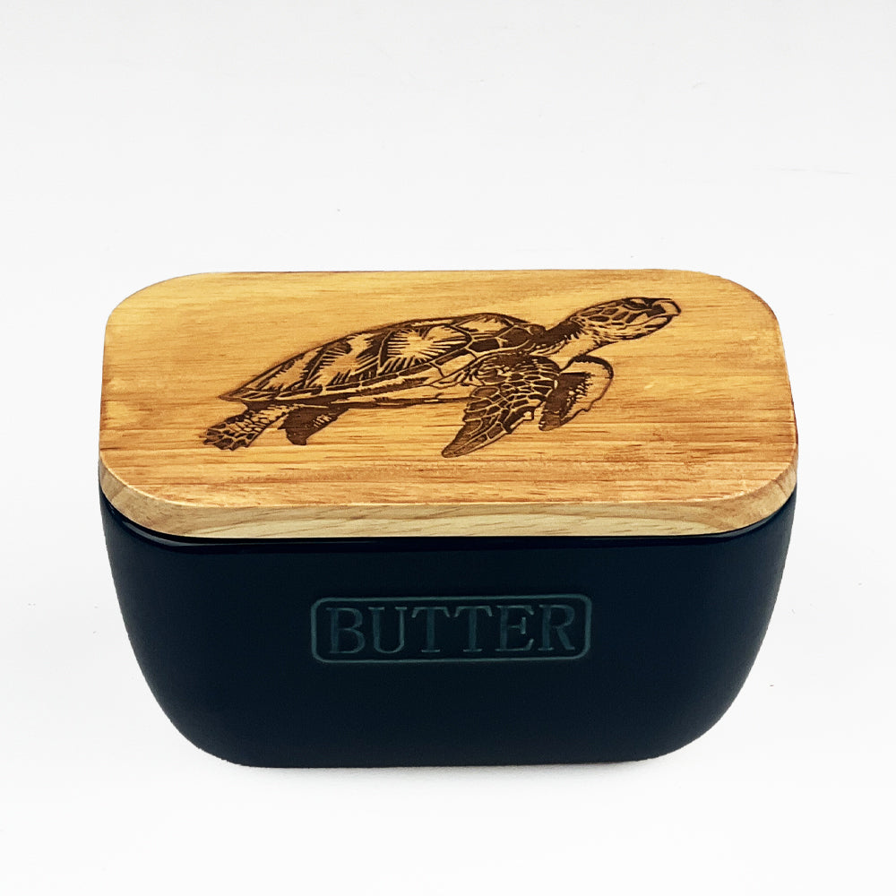 Turtle Blue Butter Dish