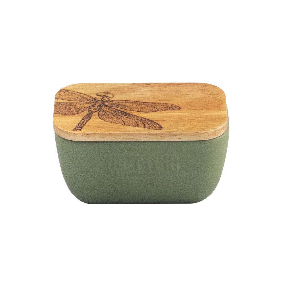 Dragonfly Sage Green Butter Dish