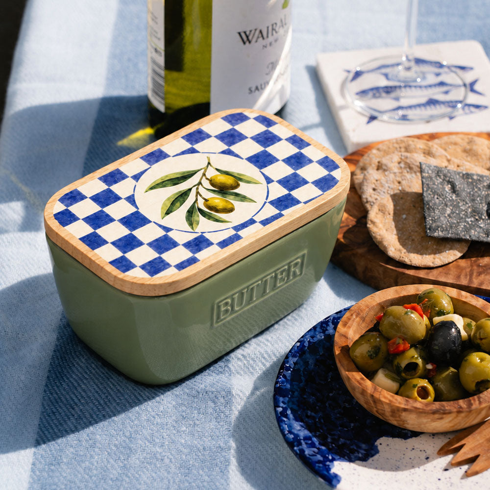 Green Butter Dish - Olives