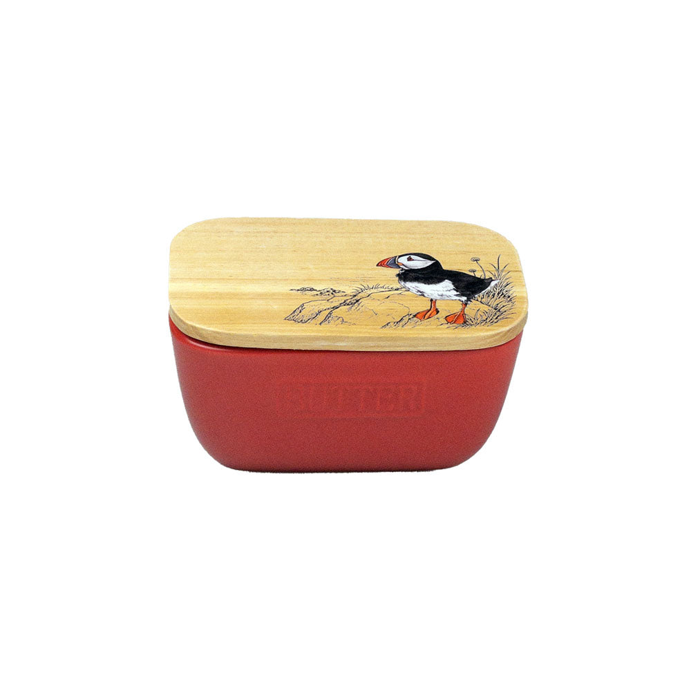 Red Butter Dish - Puffin