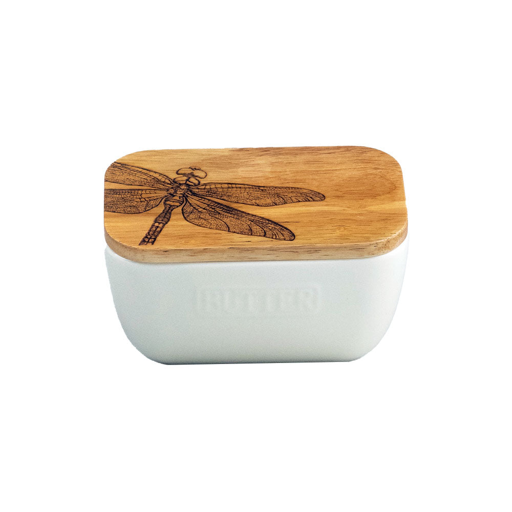 Dragonfly White Butter Dish