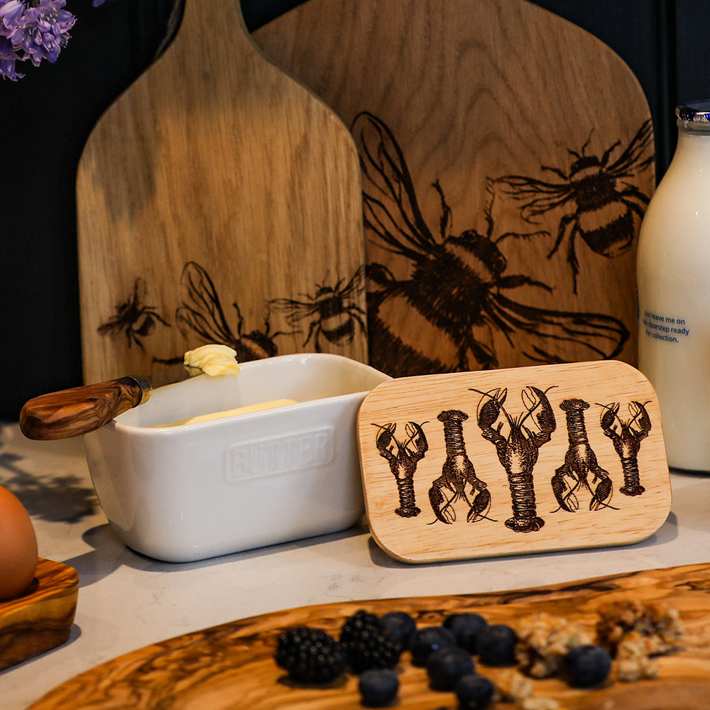 Lobster Repeat White Butter Dish