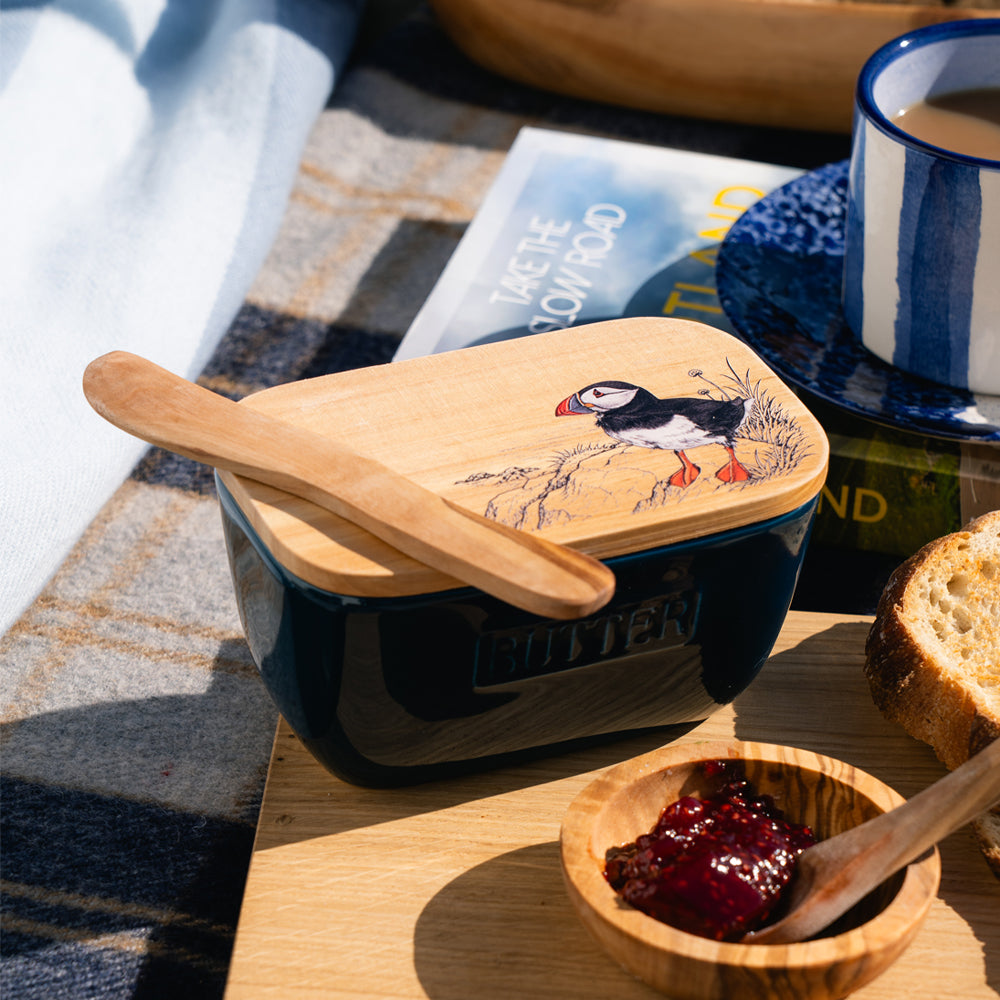 Puffin Blue Butter Dish