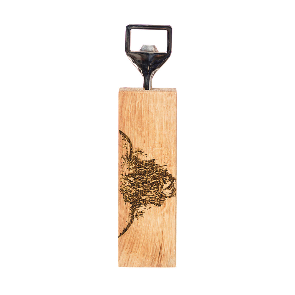 Highland Cow Oak Bottle Opener