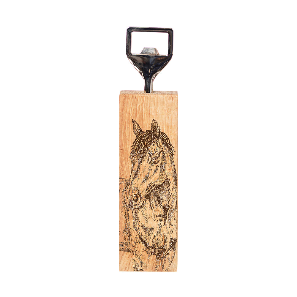 Horse Portrait Oak Bottle Opener