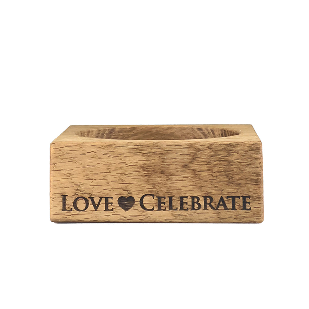 Love & Celebrate Oak Wine Bottle Coaster