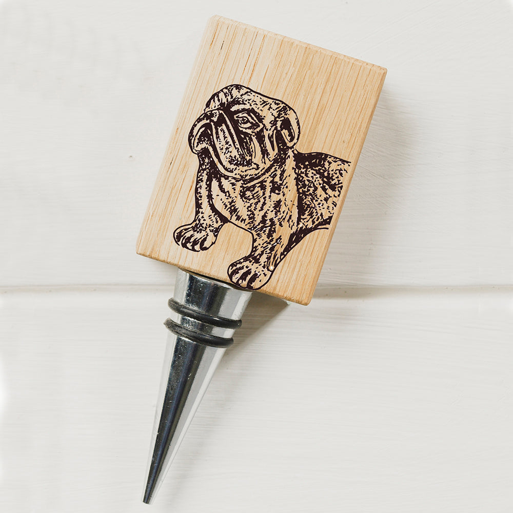 Bulldog Oak Bottle Stopper