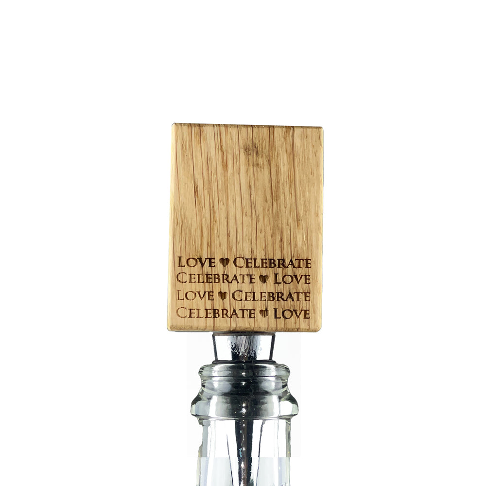 Love & Celebrate Oak Bottle Stopper